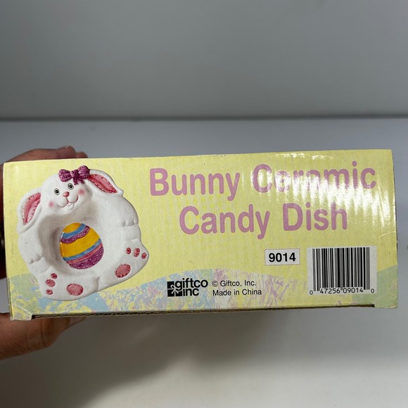 Vintage Easter Bunny Ceramic Candy Dish Egg Bowl Giftco w/ Box Spring Decor - Picture 13 of 13